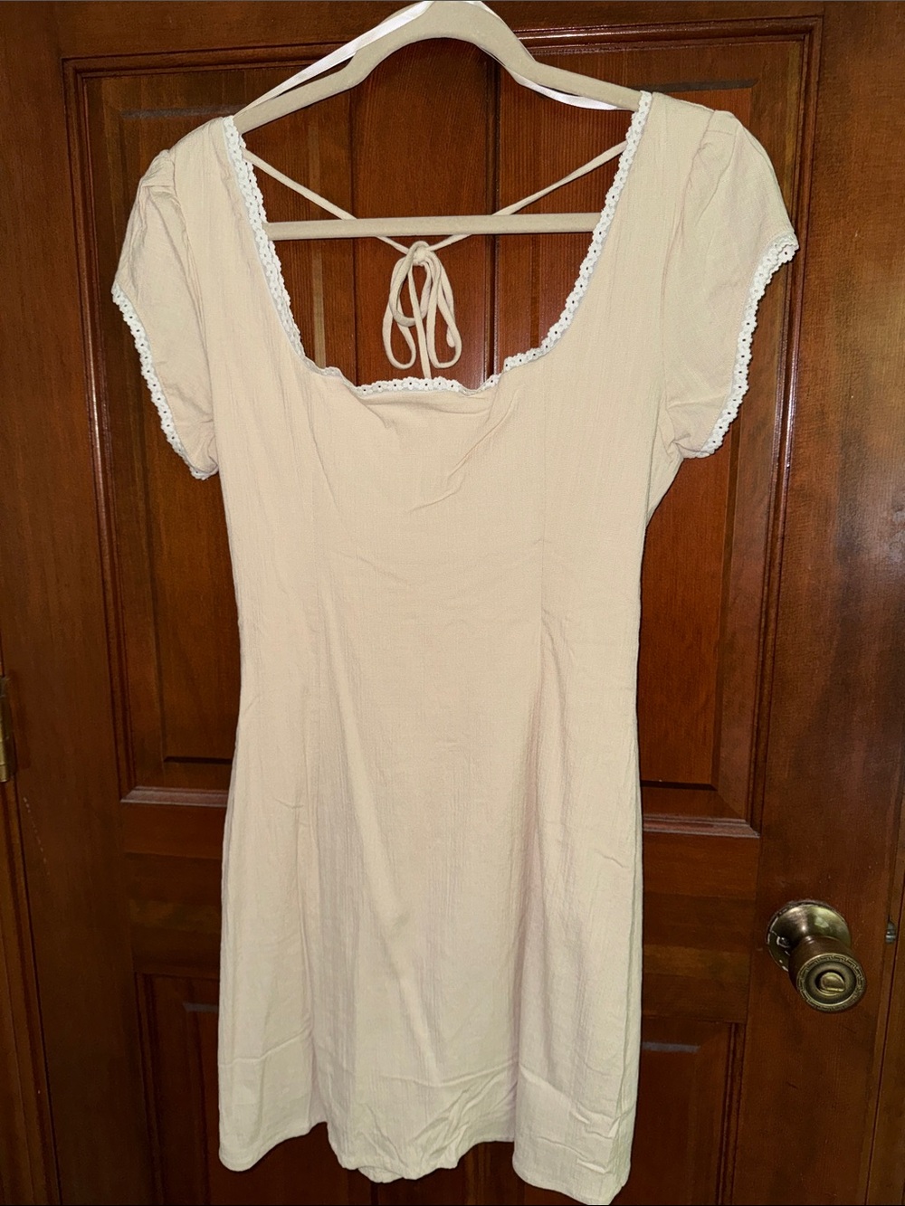 Fashion Nova Natural Linen Mini Dress - Cream